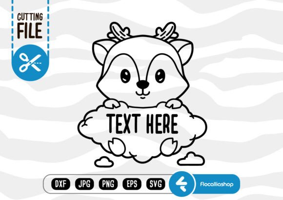 Cloud Text Holder SVG, Deer SVG: Graphics for Crafts