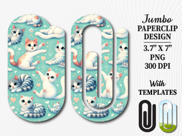 Cute Kawaii Cat Pattern Jumbo Paperclip Graphics