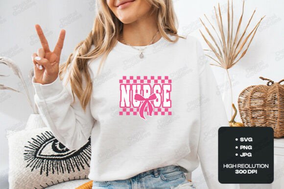 Cute Nurse Checker Bow SVG: Graphics for T-Shirt Designs
