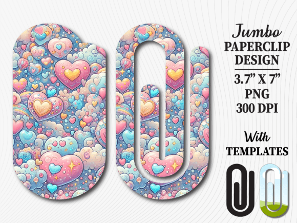 Heart Cloud Kawaii Jumbo Paperclip PNG for Crafts & Graphics