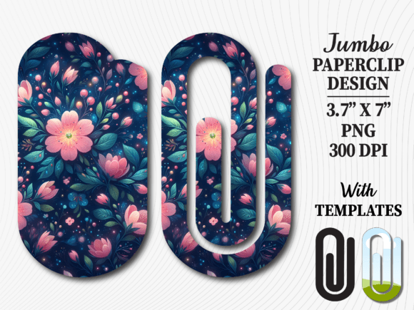 Navy Blue Floral Garden Jumbo Paperclip: Graphics & Crafts Asset Review
