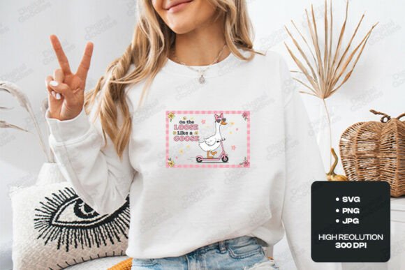 On the Loose Like a Goose Cute Design: Graphics & T-Shirt Designs