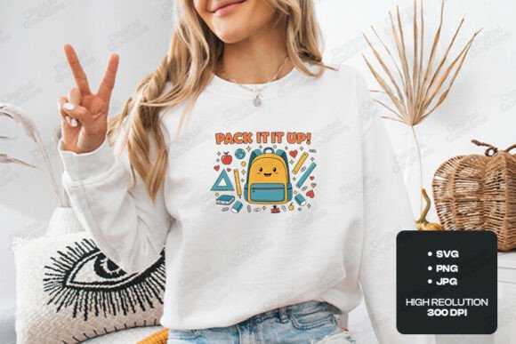 Pack It Up Cute School Backpack Art: Graphics for T-Shirt Designs