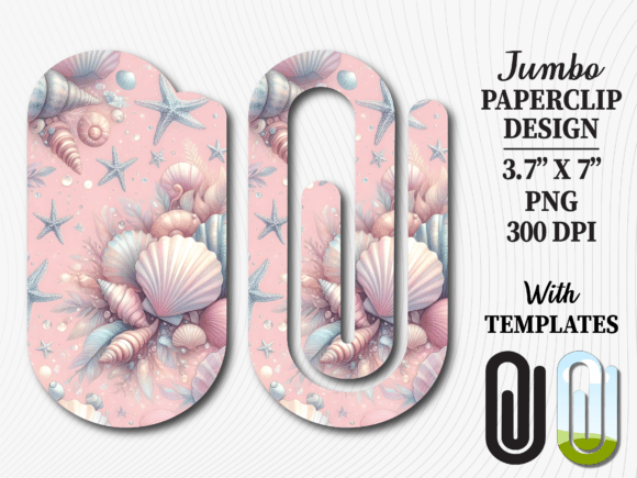 Pastel Seashell Beach Jumbo Paperclip Graphics
