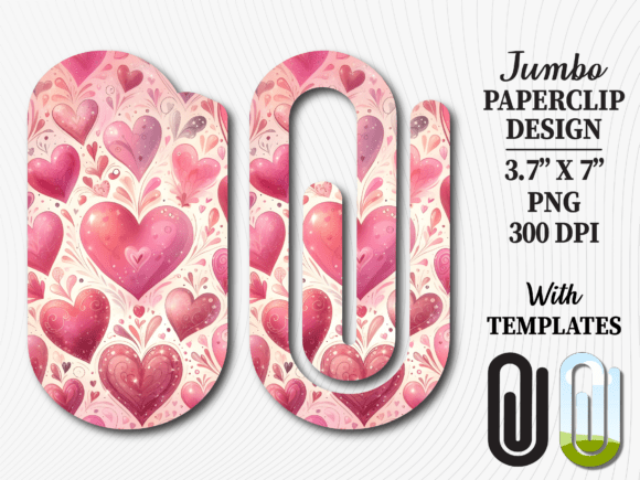 Pink Heart Valentines Jumbo Paperclip Graphics