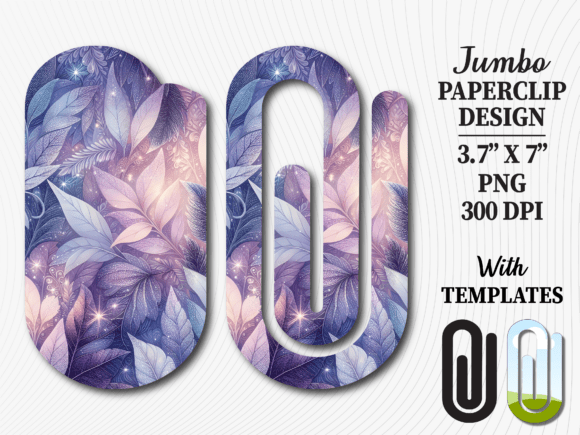 Purple Floral Leaf Jumbo Paperclip PNG for Crafts & Graphics