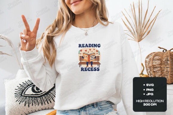 Reading over Recess Cute Book Design Graphics