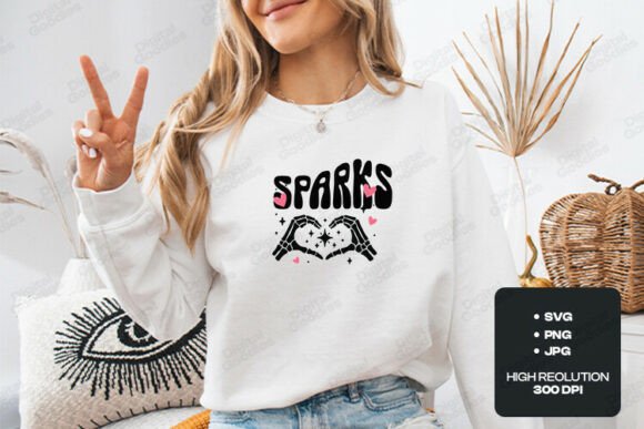 Sparks Skeleton Hands Love Design: Graphics for T-Shirt Designs