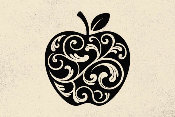 Swirly Apple SVG: Teacher Clipart for Crafts & Graphics