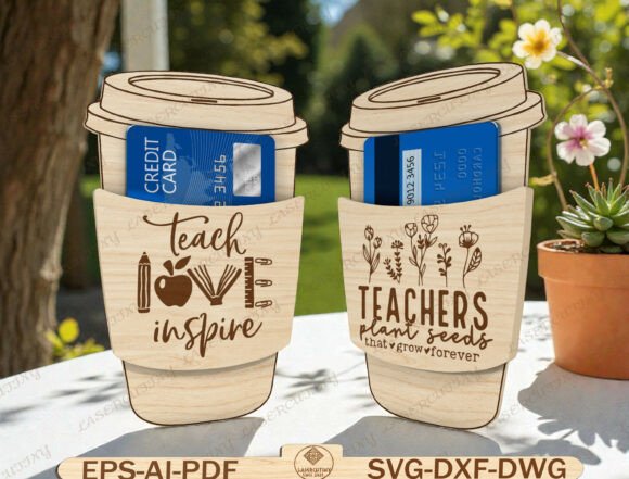 Teacher Gift Card Holder Laser Cut File: Graphics & Graphic Templates