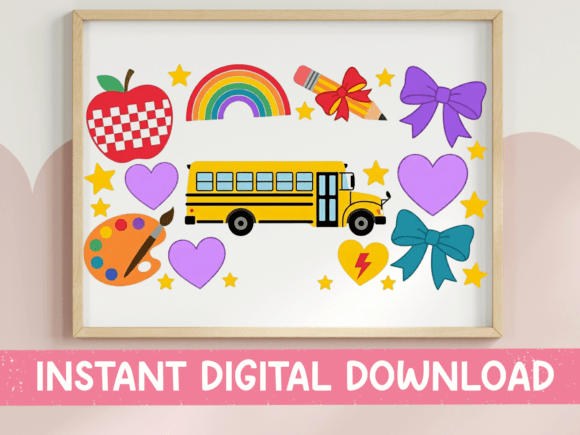 Teacher School Bus Scatter SVG
